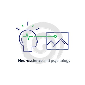 Education concept logo, human head icon, psychology and neuroscience