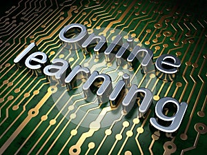 Education concept: Online Learning on circuit board background