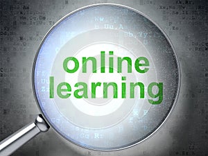 Education concept: Online Learning with optical glass