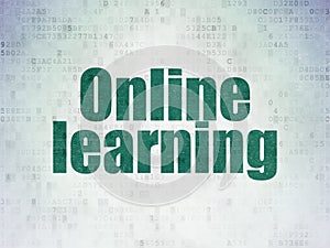 Education concept: Online Learning on Digital Data Paper background