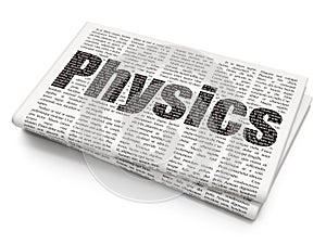 Education concept: Physics on Newspaper background