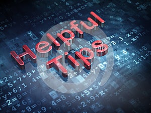 Education concept: Red Helpful Tips on digital background
