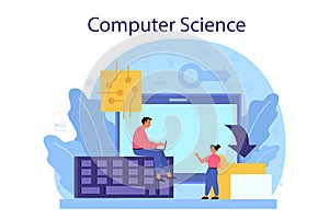 IT education concept. Student write software and create code