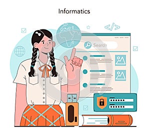 IT education concept. Student write software and create code