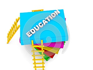 Education concept, text on colorful books