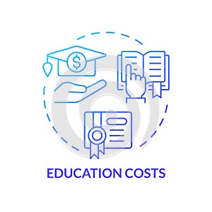 Education costs blue gradient concept icon