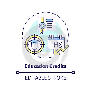 Education credits multi color concept icon