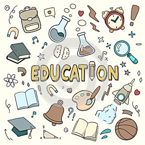 Education doodle.Education set. Education concept