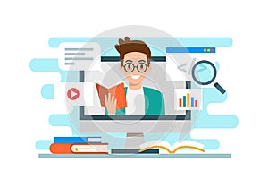Education & e-learning & business concept flat design & vector