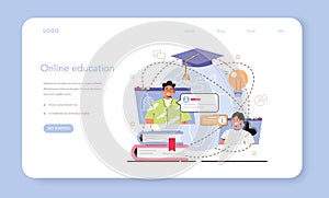 Education ecosystem web banner or landing page. Multidisciplinary