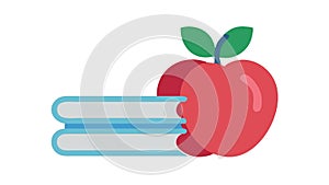 Education Essentials: Apple and Books for Learning and Knowledge, vector design Generative AI