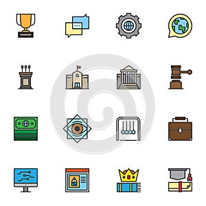 Education filled outline icons set