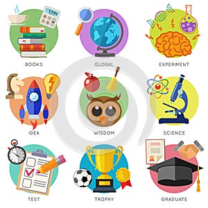 Education Flat Icon Set