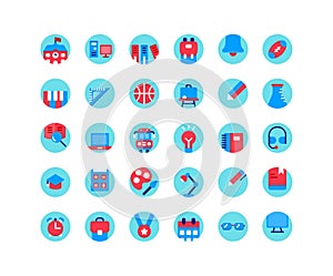 Education flat icon set.