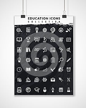 Education flat icons poster