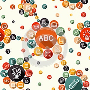 Education flat icons seamless pattern