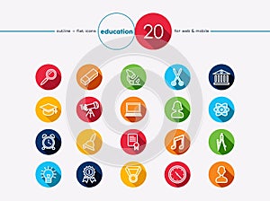 Education flat icons set