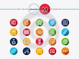 Education flat icons set