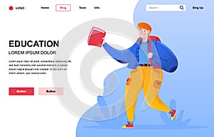 Education flat landing page composition.