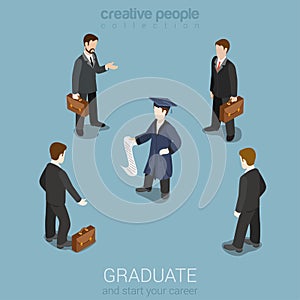 Education, future career, headhunting isometric concept