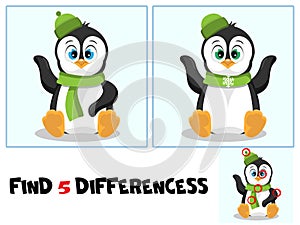 Education game for children `Find 5 differences`.