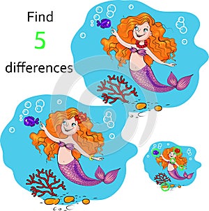 Education game find the differences. vector illustration.
