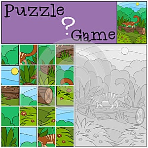 Education game: Puzzle. Little cute numbat walks