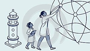 Education and Global Connectivity Lighthouse, vector design Generative AI