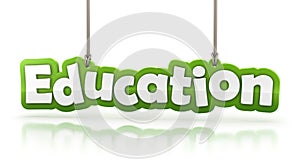 Education green word text on white background