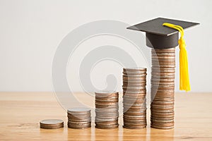 Education growth and development from scholarship, money saving or loan for education abroad concept.