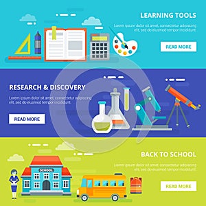 Education Horizontal Banners Set