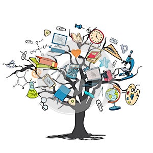 Education icon doodle tree