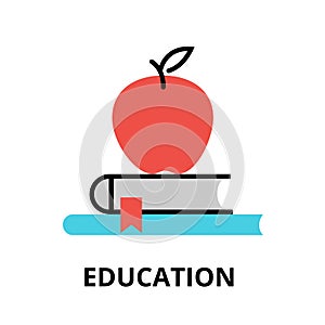 Education icon, modern flat line vector illustration