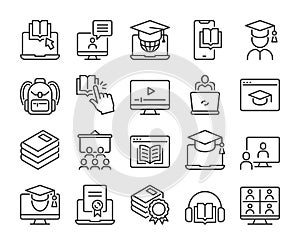 Education icon. Online Education line icons set. Editable Stroke.