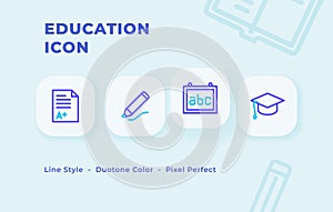 Education icon set with line style duo tone color modern flat vector