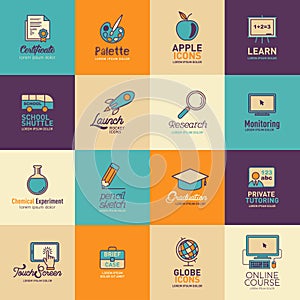 Education icon set, Logo design template