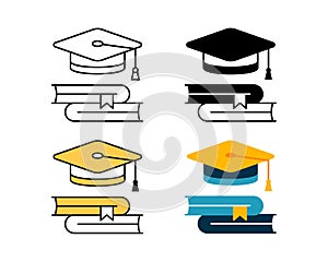 education icon vector design in 4 style line, glyph, duotone, and flat