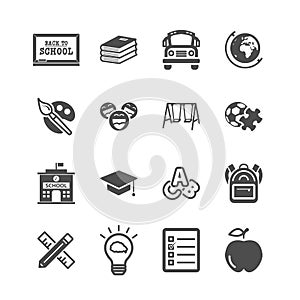 Education icons. Back to school and learning of kids concept. Glyph and outlines stroke icons theme. Sign and Symbol theme. Vector