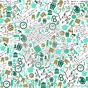 Education icons back to school seamless pattern.