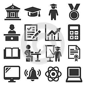 Education Icons. College and School Study Set. Vector