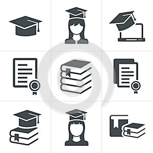 Education icons set.