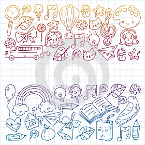 Education icons set. School and colledge. Creativity and imagination.