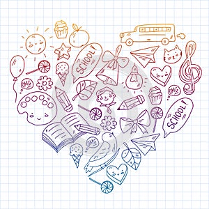 Education icons set. School and colledge. Creativity and imagination.