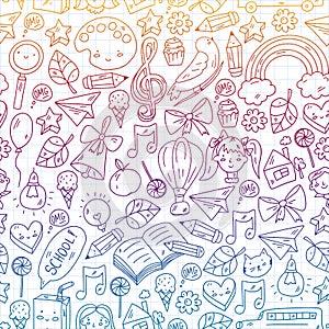 Education icons set. School and colledge. Creativity and imagination.