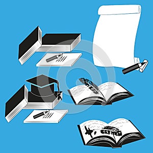 Education icons: vector set of elementary school and university signs. photo