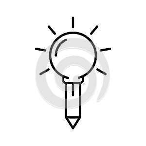 Education idea icon. light bulb and pencil. outline style logo icon. suitable for education