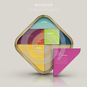Education infographic design with colorful tangram