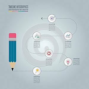 Education infographics template 5 step option. Timeline