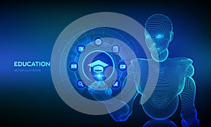 Education. Innovative online e-learning technology concept. Webinar, knowledge, online training courses. Skill development.