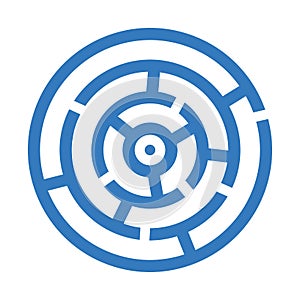 Education, intellect, labyrinth, maze, mind icon. Blue vector sketch.